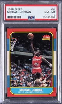 1986/87 Fleer #57 Michael Jordan Rookie Card - PSA NM-MT 8